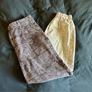 Maroon and Cream Paisley SHEIN Denim Joggers